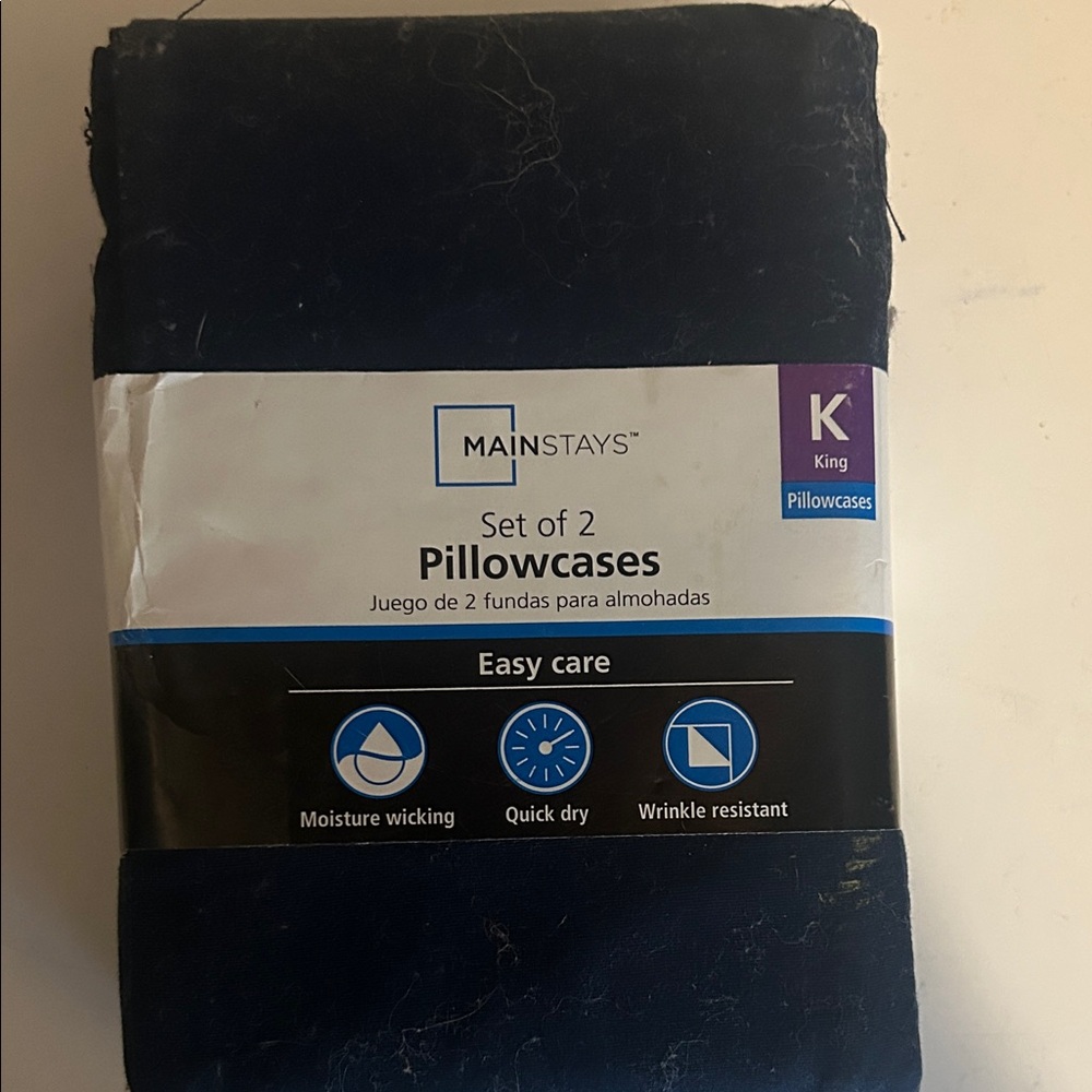 Mainstays Dark Blue King Pillowcases Set
